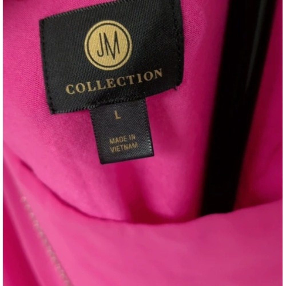 JM Collection Jewelry Chain Blouse Womens Large Pink Sheer Overlay Bubble Hem - Picture 4 of 7